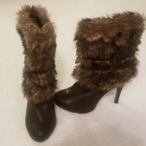Fuzzy heel boots